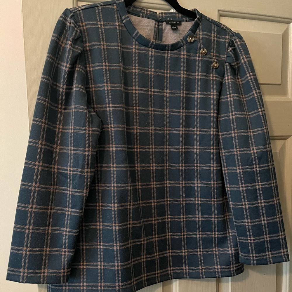 NWOT Ann Taylor Teal and Tan Top
